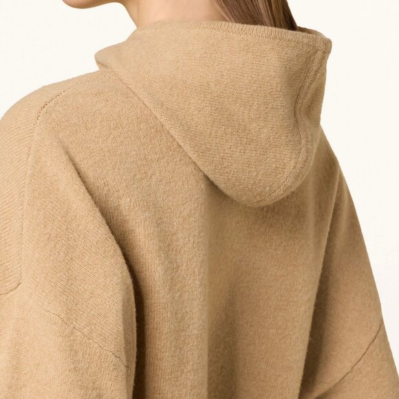 BEST Barbour Evette Knitted Hoodie Sweater Light Brown Tan Beige Wool Quiet Lux - Picture 4 of 6